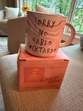 Pink Marble Ceramic Mug with Sassy Script NWT